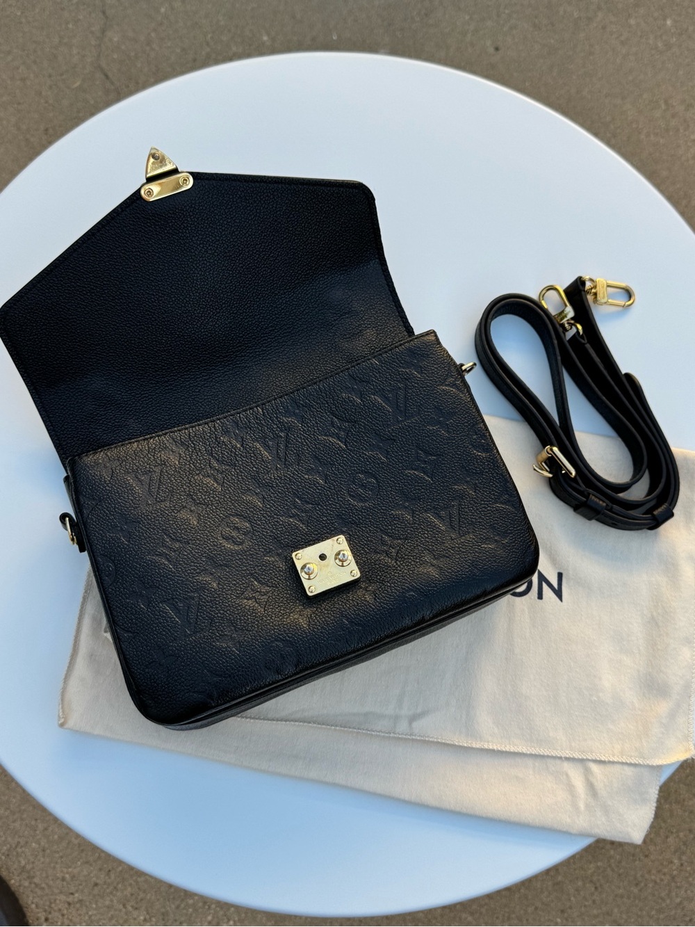 Louis Vuitton Black Monogram Empreinte Pochette with Gold Hardware - Picture 3 of 15